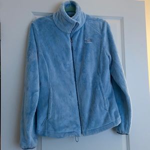 North Face blue fuzzy jacket